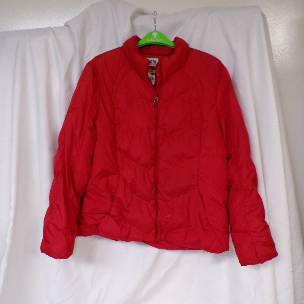 Athletic Works Women Sz L Red Zipper Puffer Jacket Pockets